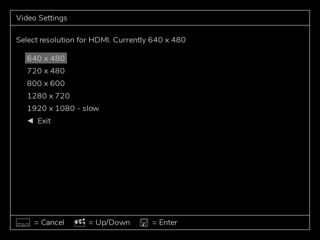 HDMI Resolution Options