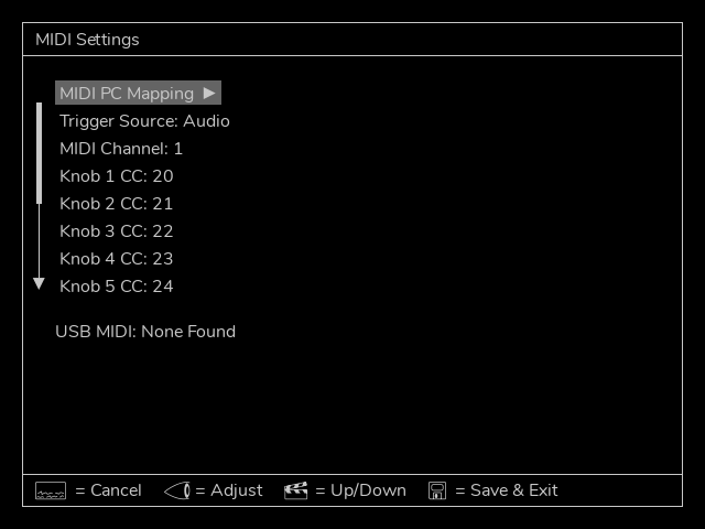 MIDI Settings Menu