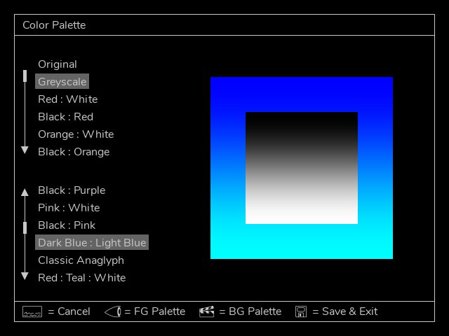 Palette Selection Screen