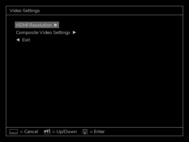 Video Settings Menu